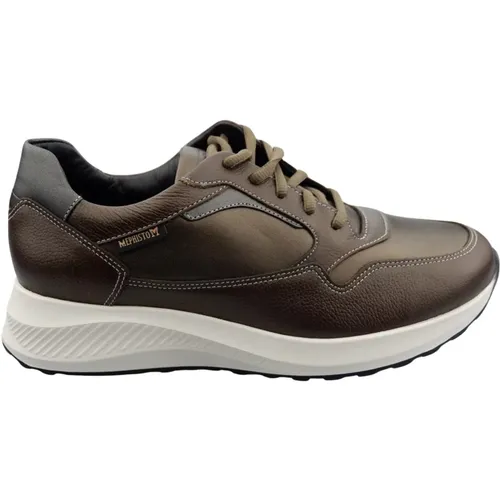 Bronzefarbener Ledersneaker für Damen , Damen, Größe: 42 EU - mephisto - Modalova