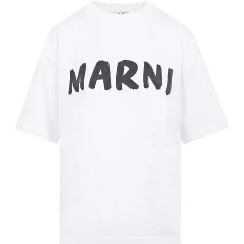 Weißes Logo-T-Shirt Lässiger Stil , Damen, Größe: 2XS - Marni - Modalova