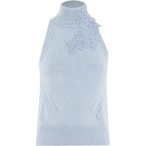 Blumige Spitzenärmellose Top , Damen, Größe: S - Ermanno Scervino - Modalova