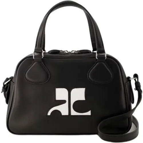 Schwarze Leder Bowlingtasche , Damen, Größe: ONE Size - Courrèges - Modalova