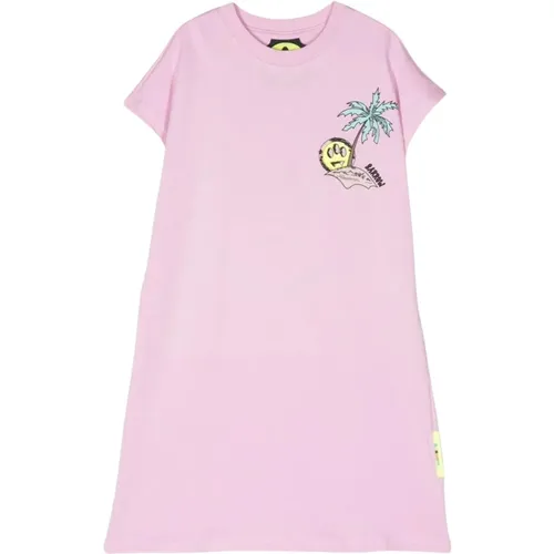 Rosa T-Shirt Kleid mit Multicolor Logo Print - Barrow - Modalova