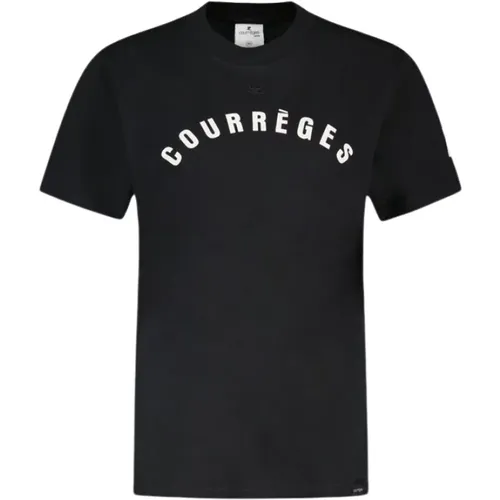 Schwarzes Baumwoll AC Straight T-Shirt , Damen, Größe: S - Courrèges - Modalova