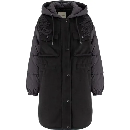 Bi-Material Blumenapplikation Parka - Ermanno Scervino - Modalova