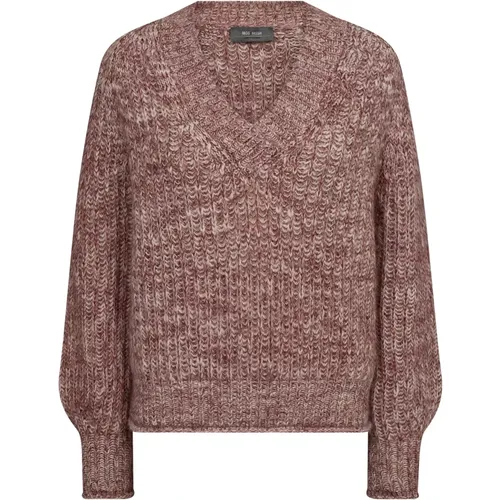 V-Ausschnitt Strickpullover Rosette , Damen, Größe: S - MOS MOSH - Modalova