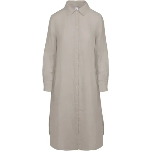 Long Sleeve Linen Chemisier Dress , female, Sizes: M, XS, S, XL, L - BomBoogie - Modalova