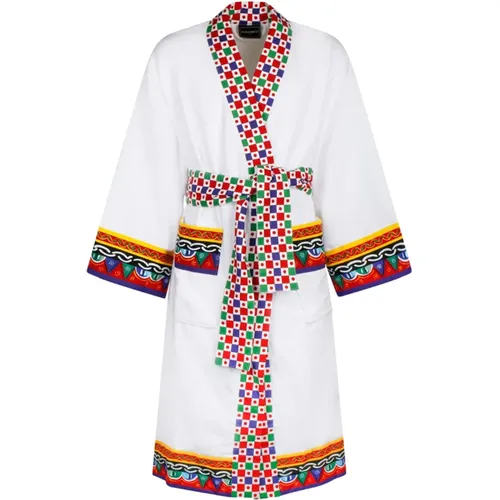 Carretto Siciliano Printed Bathrobe , female, Sizes: S - Dolce & Gabbana - Modalova