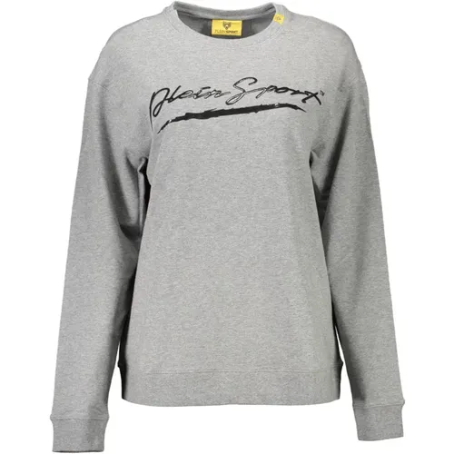 Grauer Pullover mit langen Ärmeln und Kontrastdetails - Plein Sport - Modalova