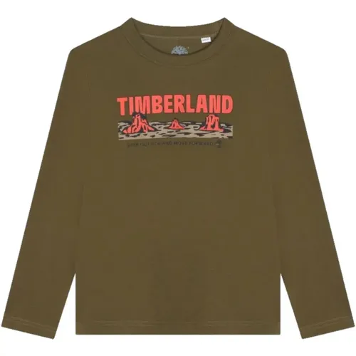 Khaki Langarm Baumwoll T-Shirt - Timberland - Modalova