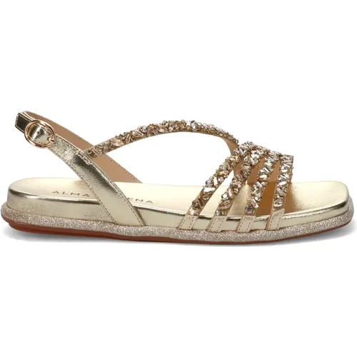 Golden Sandals Sophisticated Comfortable Footbed , female, Sizes: 6 UK, 4 UK - Alma en Pena - Modalova