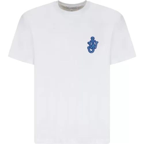 Anker Patch Weißes Baumwoll T-Shirt , Herren, Größe: S - JW Anderson - Modalova