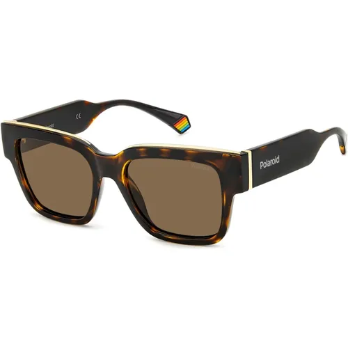 Havana/Brown Sonnenbrillen , unisex, Größe: 52 MM - Polaroid - Modalova