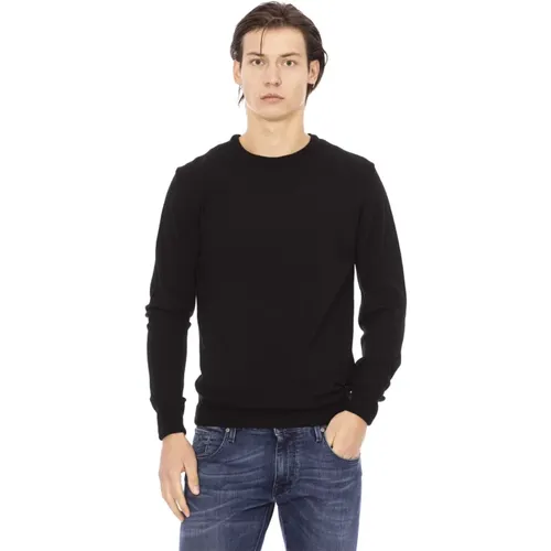 Rundhalsausschnitt Monogramm Metall Detail Pullover , Herren, Größe: 2XL - Baldinini - Modalova