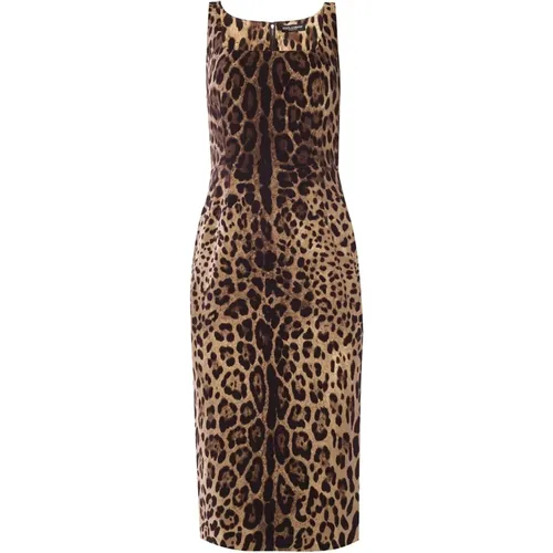 Leopard-printed dress , female, Sizes: M, S, XS - Dolce & Gabbana - Modalova