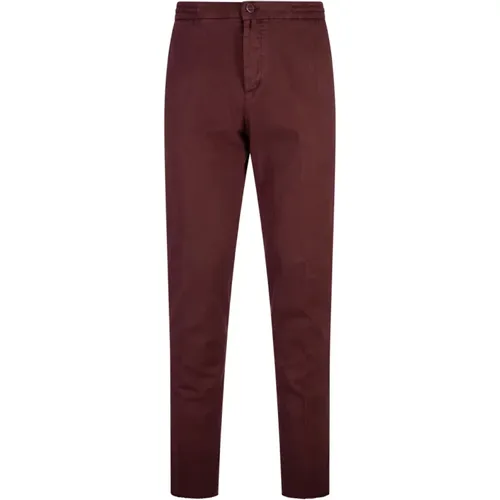 Burgundy Straight-Leg Elasticated Waist Trousers , male, Sizes: W31, W40, W34, W38, W32, W36, W35, W33 - Kiton - Modalova