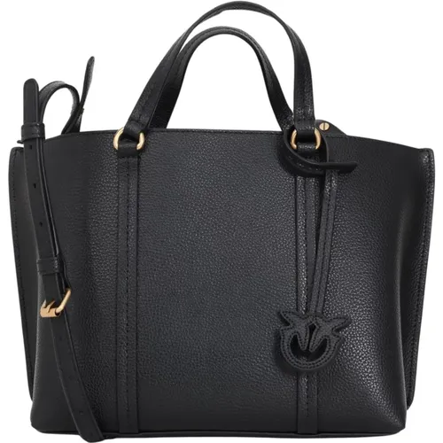 Klassische Schwarze Handtasche mit Abnehmbarem Riemen , Damen, Größe: ONE Size - pinko - Modalova