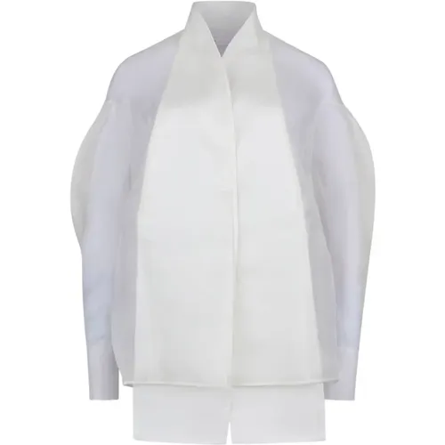 White Silk Blouse V-Neck Style , female, Sizes: XS, S - Genny - Modalova