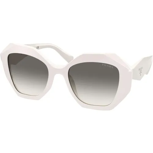 Weiß/Grau Getönte Sonnenbrille , Damen, Größe: 53 MM - Prada - Modalova