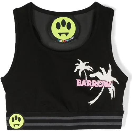Schwarzes Crop-Top für Kinder mit Logo-Print - Barrow - Modalova