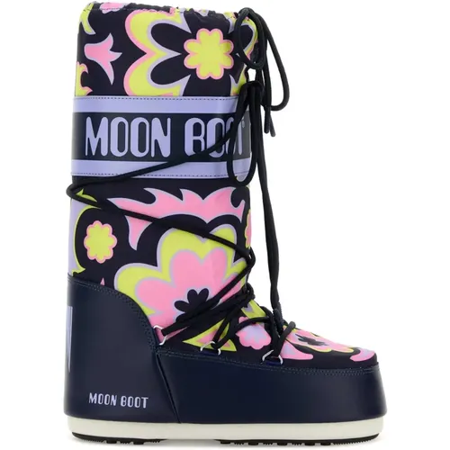 Icon Stiefel aus bedrucktem Canvas und Kunstleder - moon boot - Modalova