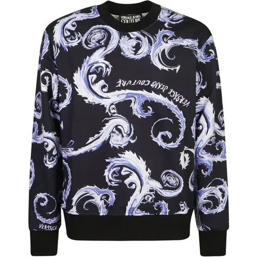 Schwarzer Pullover mit ***cv Stil , Herren, Größe: S - Versace Jeans Couture - Modalova