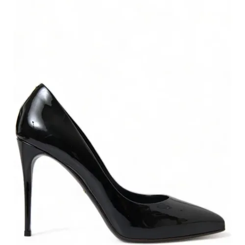 Schwarze Lackleder Stiletto Pumps , Damen, Größe: 36 EU - Dolce & Gabbana - Modalova