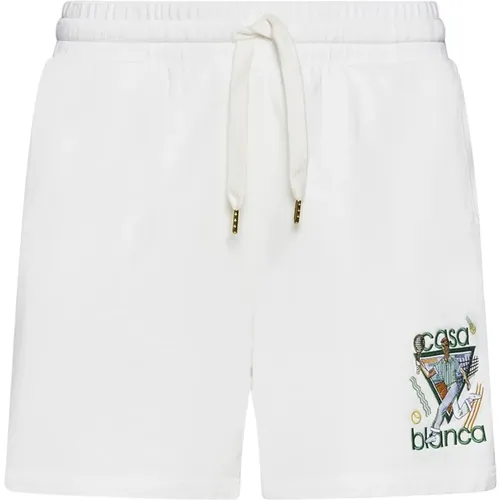 Embroidered Cotton Sweatshorts in , male, Sizes: S, M - Casablanca - Modalova