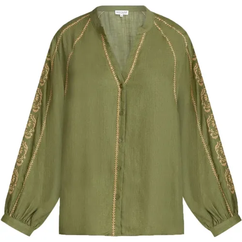 Elegante Grüne Bluse mit Stickerei - Maicazz - Modalova