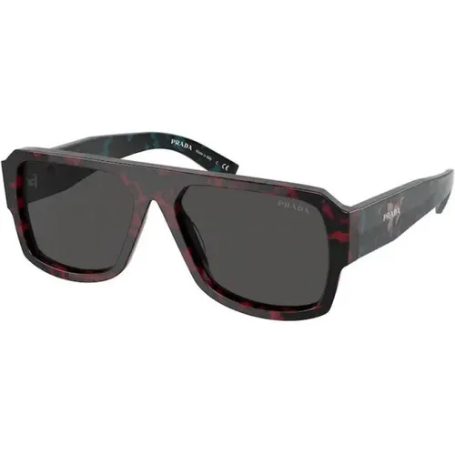 Mutige rote Rahmen-Sonnenbrille , Herren, Größe: 56 MM - Prada - Modalova