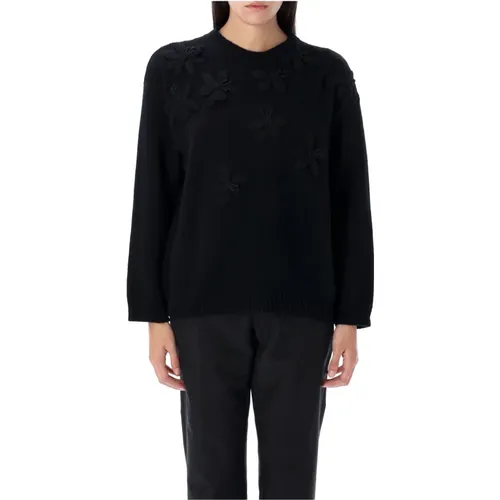 Embroidered Wool Sweater Nero Aw24 , female, Sizes: S - Valentino Garavani - Modalova