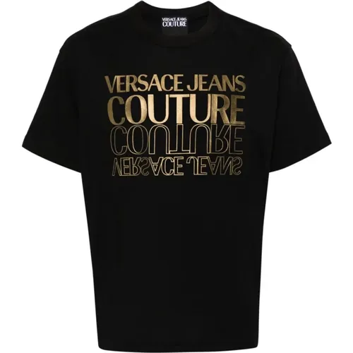 Schwarze Logo Print T-shirts und Polos , Herren, Größe: M - Versace Jeans Couture - Modalova
