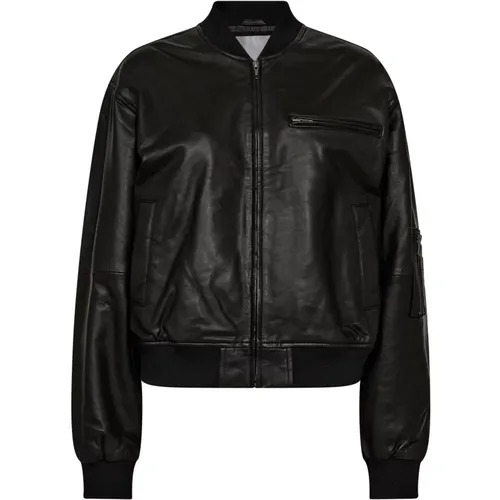 Oversize Leather Bomber Jacket , female, Sizes: XL - Co'Couture - Modalova