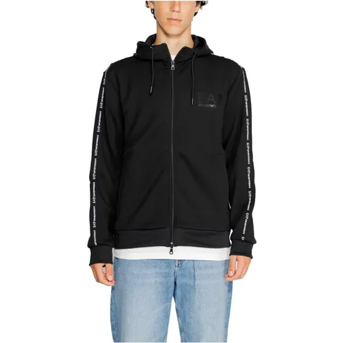 Schwarzer Kapuzen-Zip-Sweatshirt für Männer Herbst/Winter - Emporio Armani EA7 - Modalova