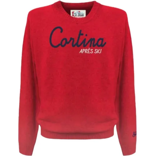 Roter Rundhalsausschnitt Pullover Cortina Stickerei - MC2 Saint Barth - Modalova