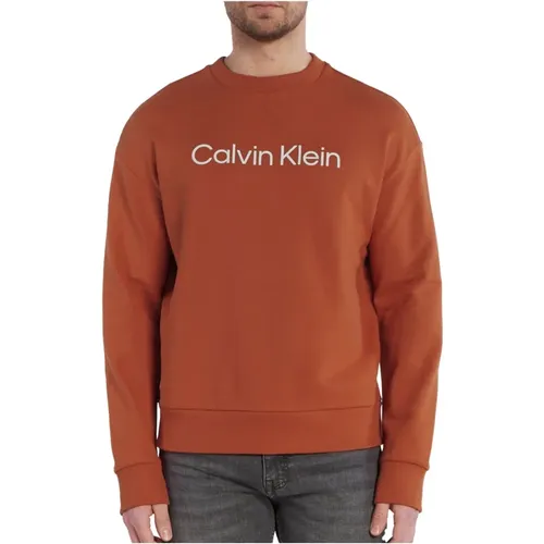 Roter Logo Print Pullover , Herren, Größe: M - Calvin Klein - Modalova