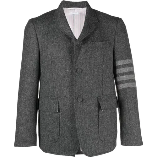 Grey Stripe-Detail Blazer , male, Sizes: L - Thom Browne - Modalova