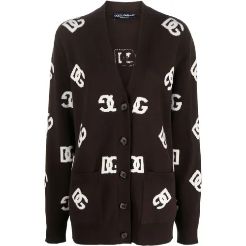 Monogram Wool Cardigan Sweater , female, Sizes: 2XS, S, XS - Dolce & Gabbana - Modalova