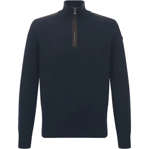 Mens Half-Zip Turtleneck with Suede Details , male, Sizes: XL, L - PAUL & SHARK - Modalova