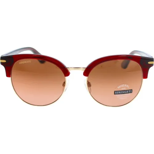Burgundy Transparent Polarized Sunglasses , unisex, Sizes: 53 MM - Serengeti - Modalova
