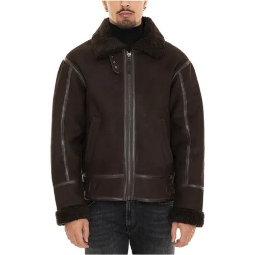 Shearling Leder Trim Jacke mit Reißverschluss - Roy Roger's - Modalova