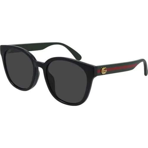 Schwarze Grün/Dunkelgraue Sonnenbrille , Damen, Größe: 56 MM - Gucci - Modalova
