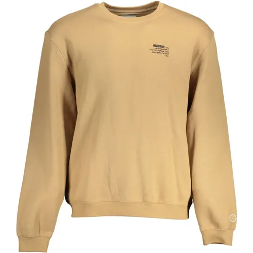 Beiger Langarm-Crewneck bestickter Sweatshirt - Guess - Modalova