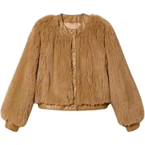 Faux Fur Short Jacket , female, Sizes: XS - Twinset - Modalova