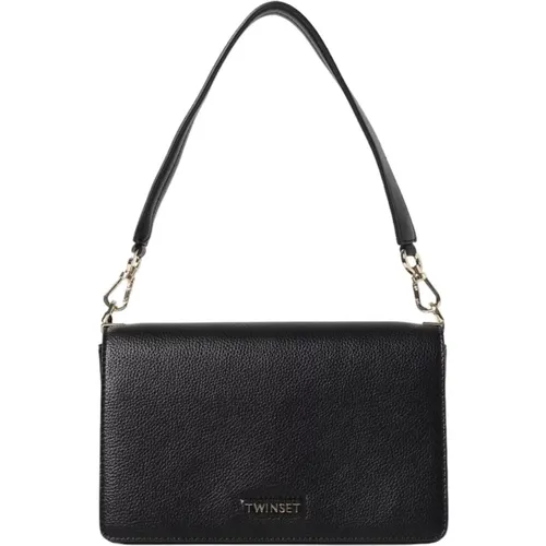 Synthetic Leather Shoulder Bag with Metal Logo , female, Sizes: ONE SIZE - Twinset - Modalova
