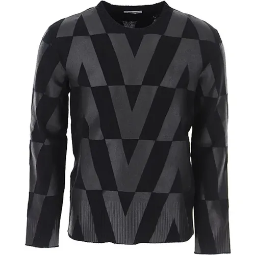 Round-neck Knitwear,Woll-Sweatshirt mit Vlogo-Detail - Valentino - Modalova