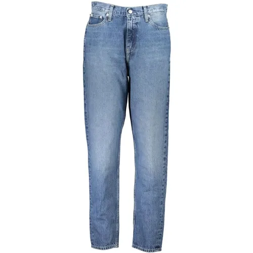 Blaue Gewaschene Mom Jeans mit 5 Taschen , Damen, Größe: W28 - Calvin Klein - Modalova