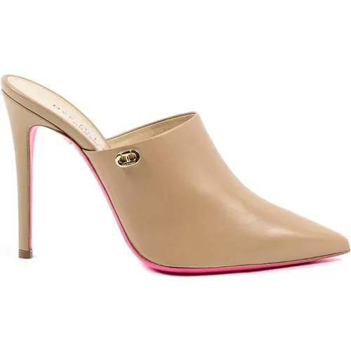 Kamel Leder High-Heel Mule Sandale , Damen, Größe: 38 EU - Dee Ocleppo - Modalova