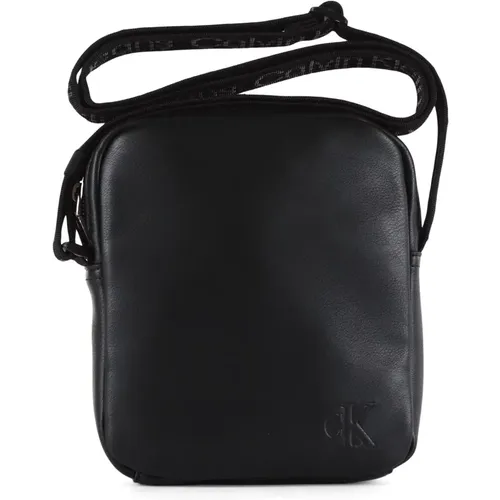 Eco-leather Shoulder Bag with Embossed Logo , male, Sizes: ONE SIZE - Calvin Klein Jeans - Modalova