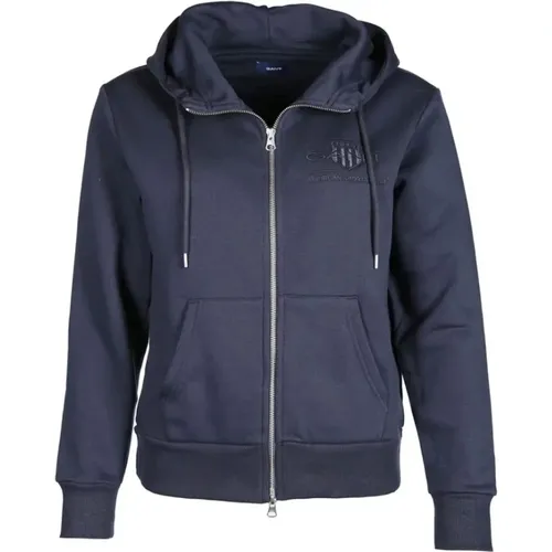 Archive Shield Zip Hoodie in Abendblau , Damen, Größe: XL - Gant - Modalova