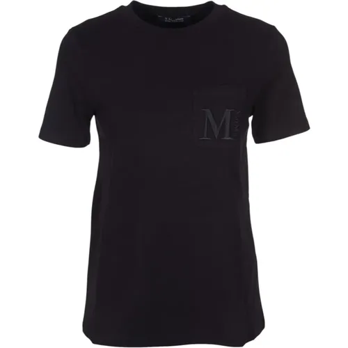 Schwarzes Baumwoll-T-Shirt mit M-Logo , Damen, Größe: M - Max Mara - Modalova