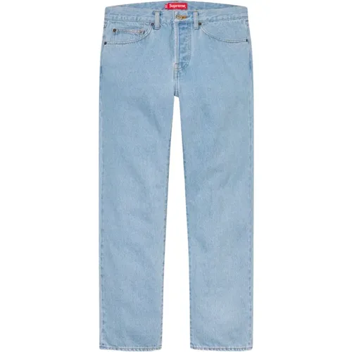 Stone Washed Slim Jean Indigo , male, Sizes: W32 - Supreme - Modalova